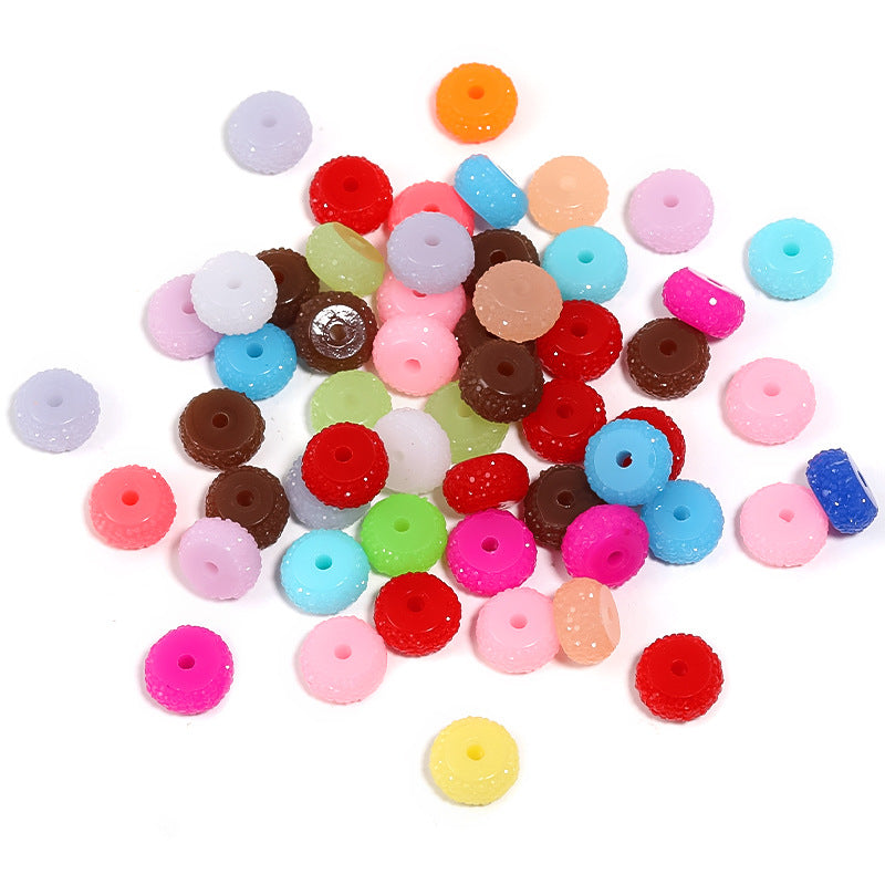 Wholesale 100pcs Color Wheel Beads Granulated Sugar Flat Beads Acrylic Spacer Beads Spacer